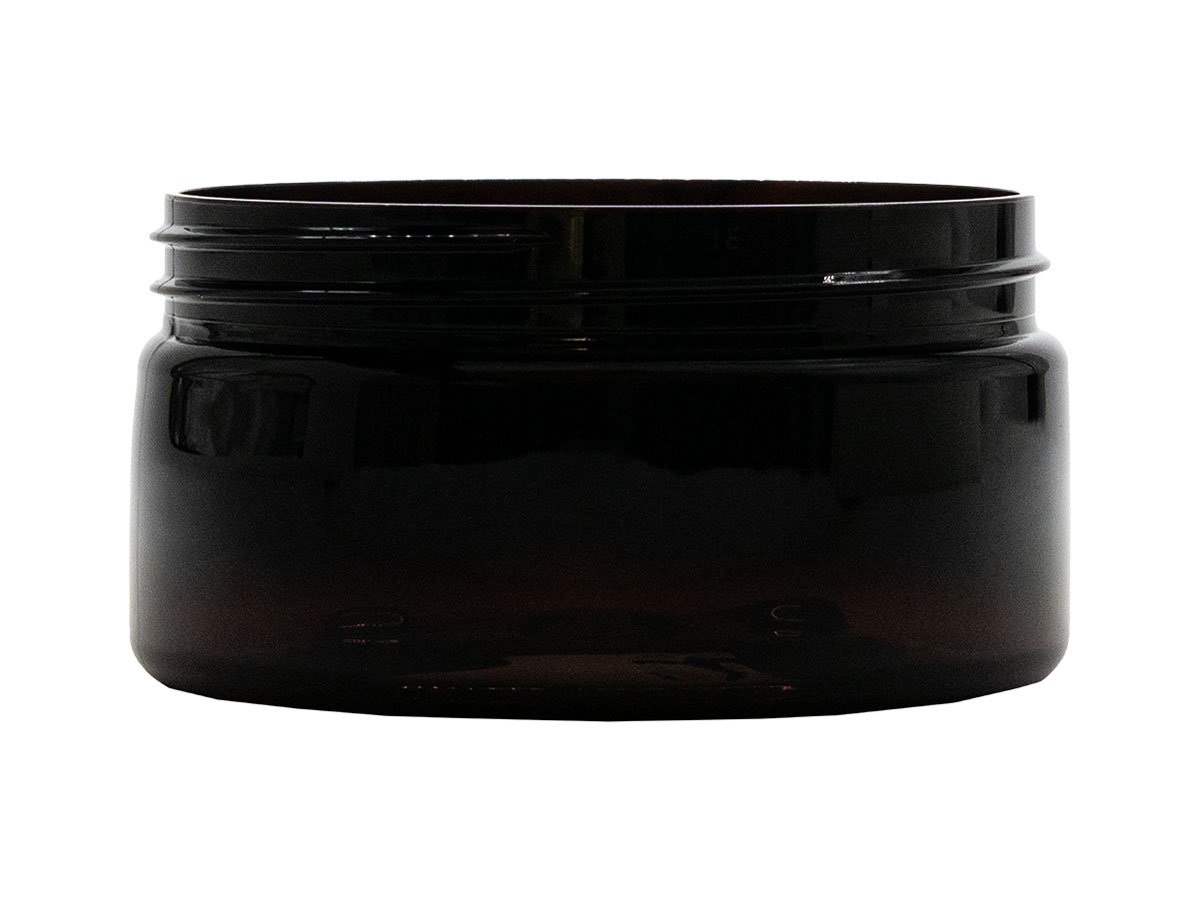8 oz., 89/400 Finish, Dark Amber, Jars, PET, Straight Sided, Single Wall Round, Low Profile