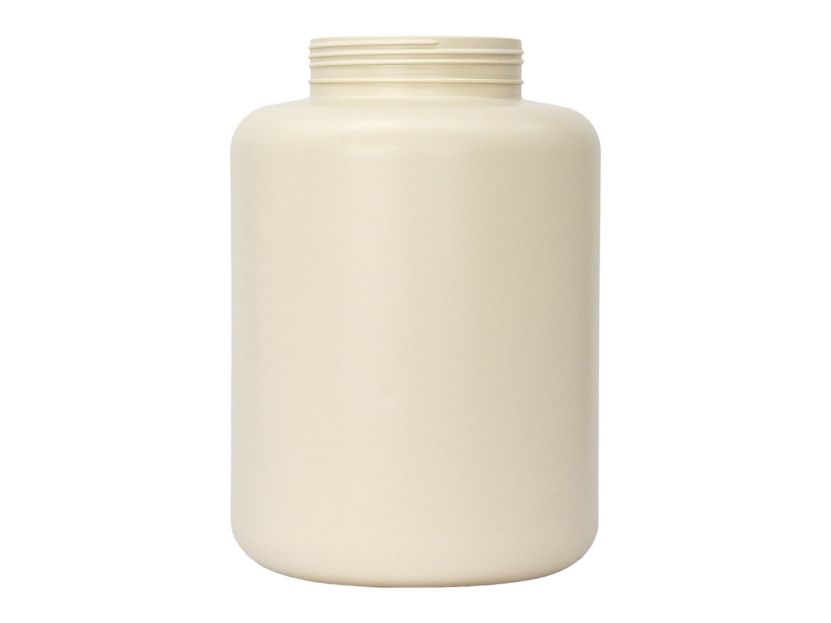 2 Gallon, 120mm Finish, Beige, Jars, HDPE, Single Wall Round