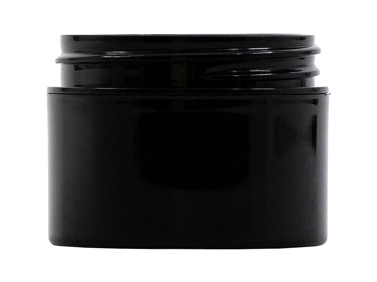 1 oz., 53/400 Finish, Black, Jars, PP, Double Wall Round, Square Base