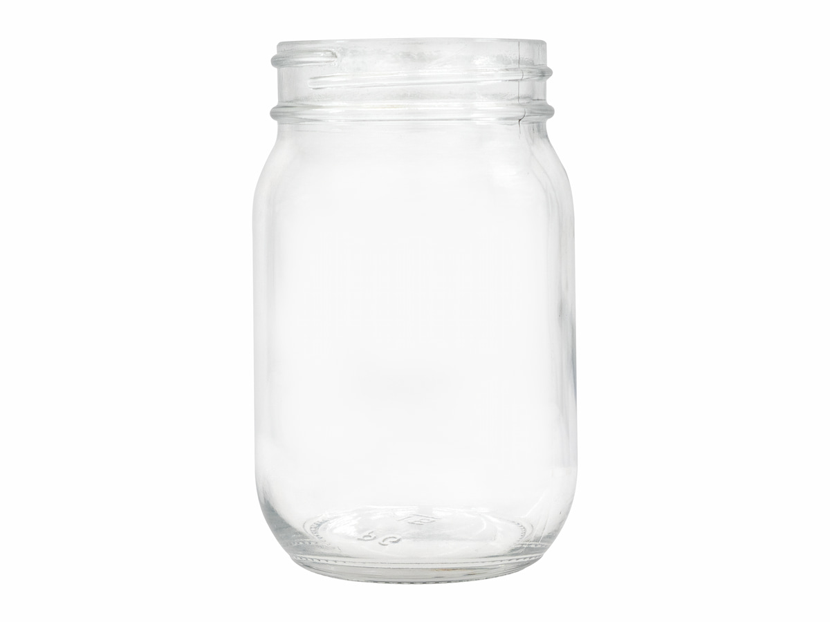 16 oz., 70/450 Finish, Flint, Jars, Glass, Round