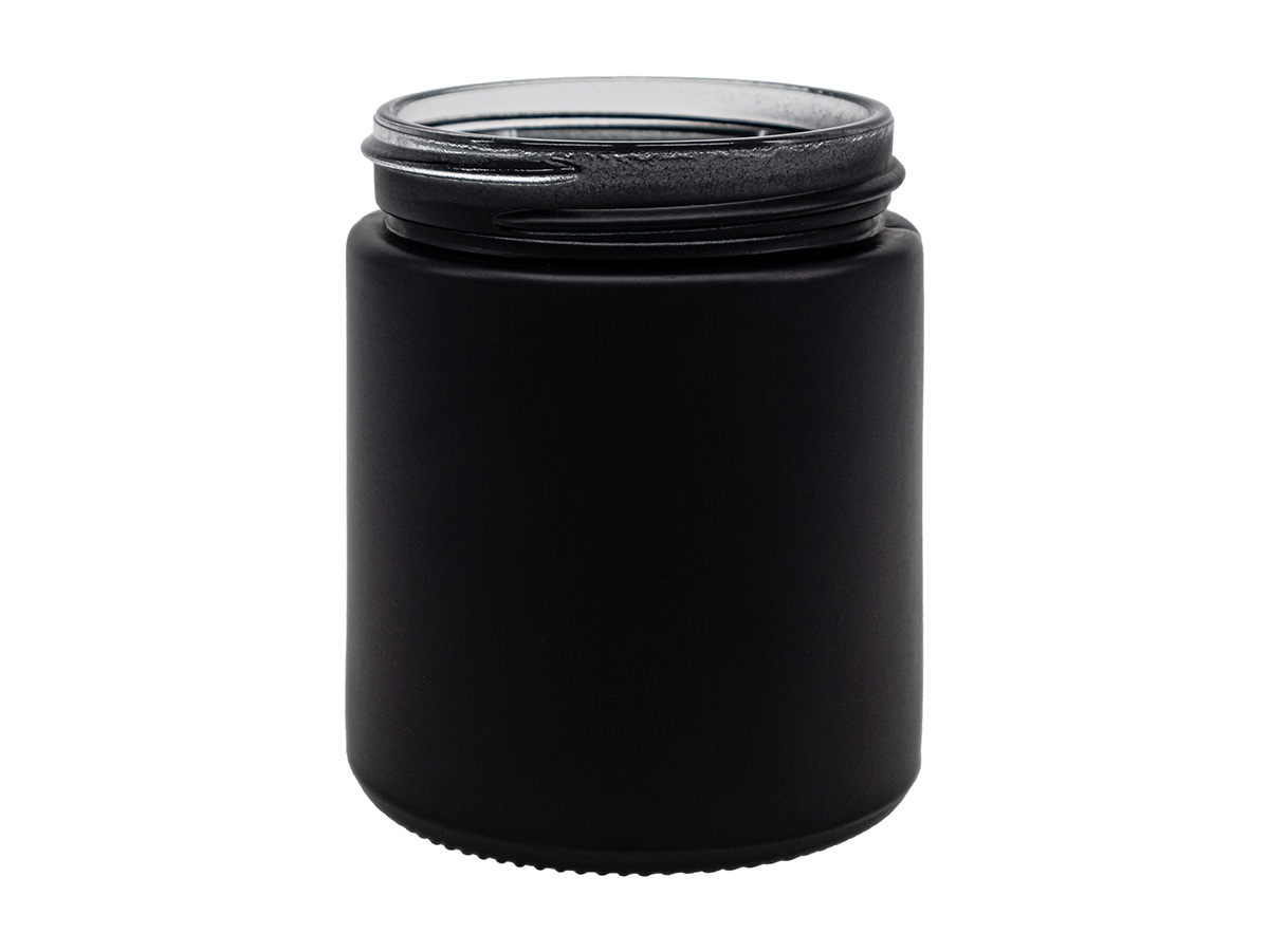 8 oz., 70/400 Finish, Black, Jars, Glass, Round, Spray Coated