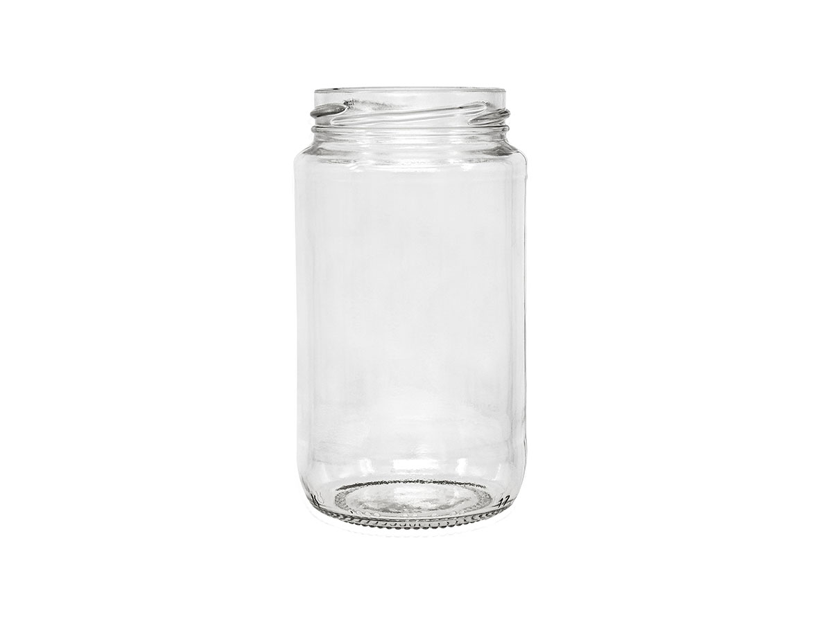 14 oz., 63mm 4 Lug Finish, Flint, Jars, Glass, Round, Label Panel