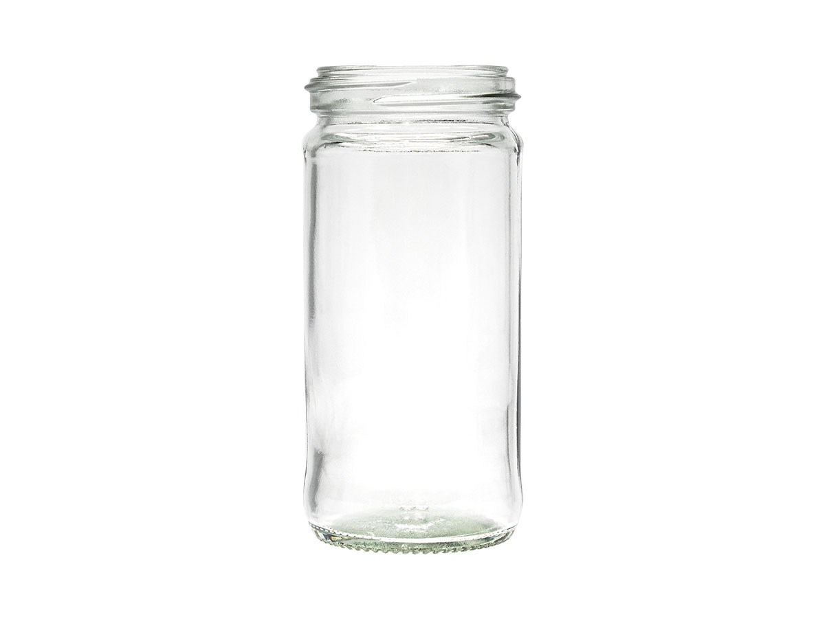 4 oz., 48/485 Finish, Flint, Jars, Glass, Cylinder Round, Spice Style