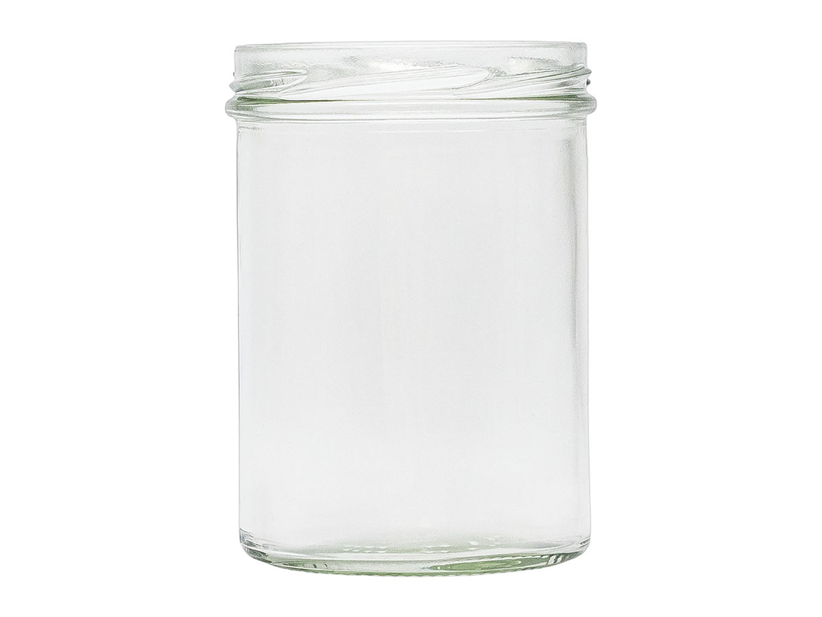 14 oz., 82mm 6 Lug Finish, Flint, Jars, Glass, Round, Label Panel