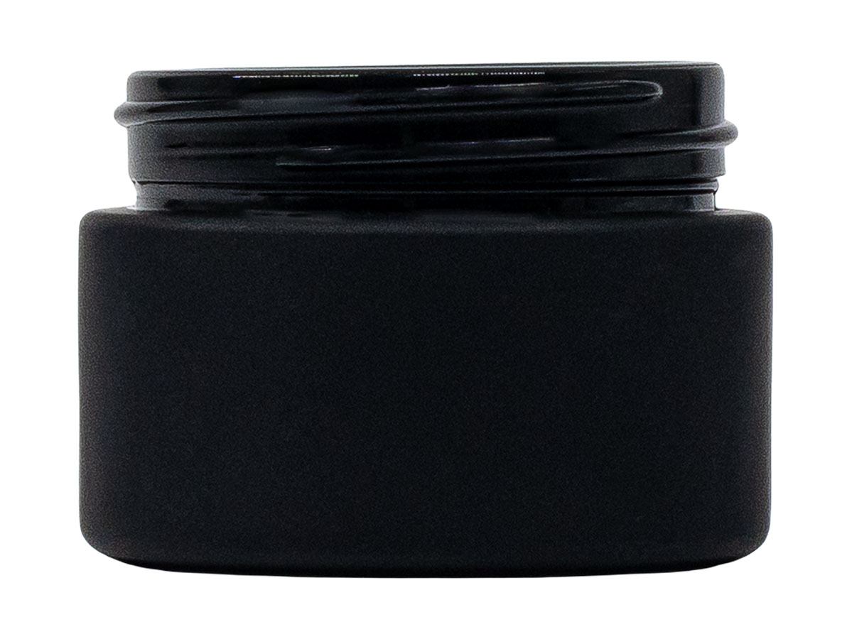 1 oz., 48/400 Finish, Frosted/Black, Jars, Glass, Cosmetic Style Round	