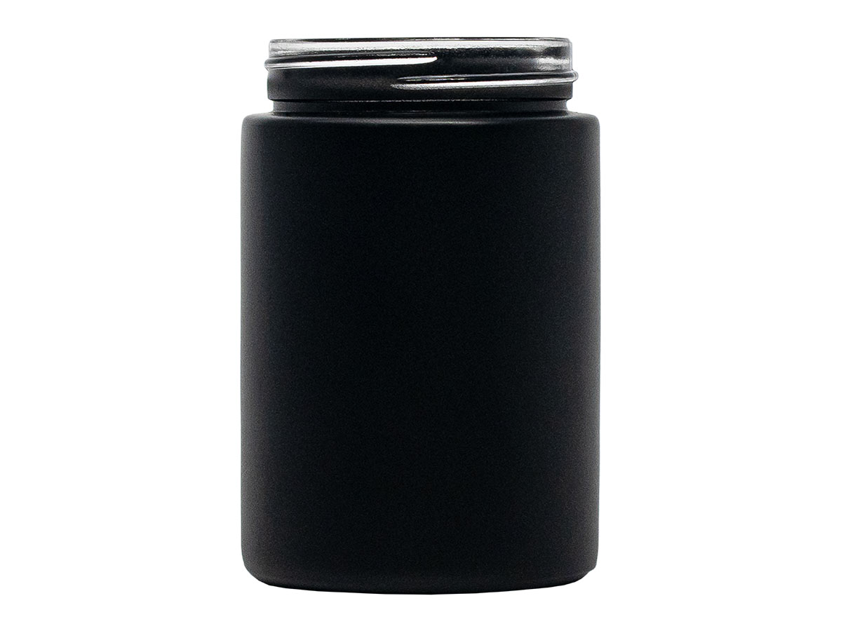 4 oz., 53/400 Finish, Matte Black, Jars, Glass, Round, Spray Coated
