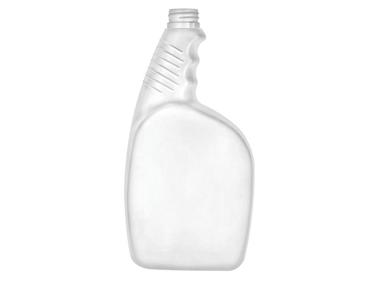32 oz., 28mm Ratchet Finish, White, Bottles, HDPE, Trigger Oblong, Ribbed Neck, Pistol Grip