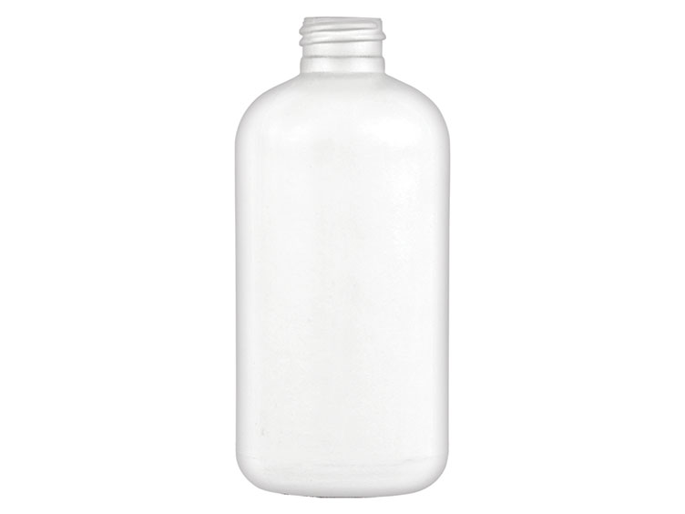 8 oz., 24/410 Finish, White, Bottles, HDPE PCR, Boston Round