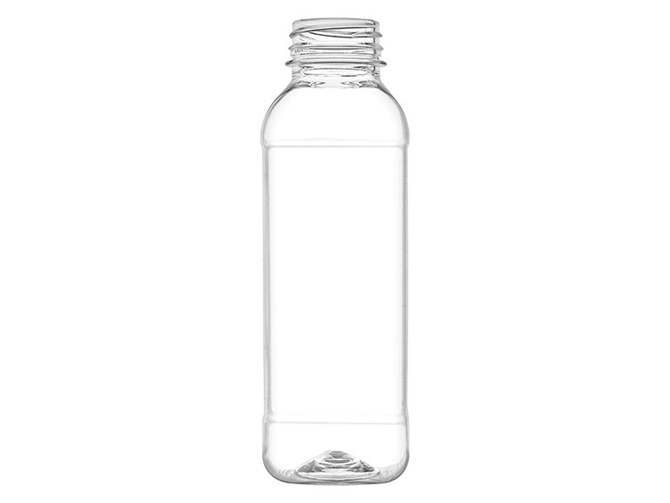 15.2 oz., 38mm TE Finish, Clear, Bottles, PET, Beverage Style Square, Tincture Ring