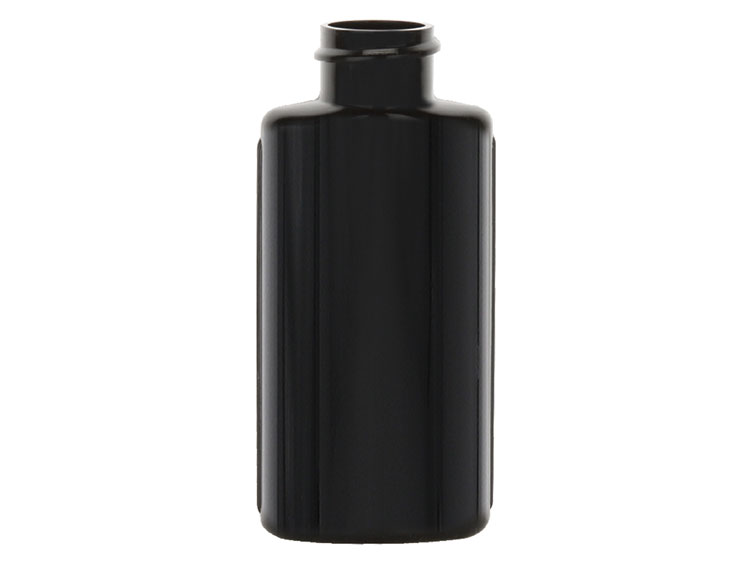 1 oz., 20/400 Finish, Black, Bottles, PVC, Oval, Ribbed Sides