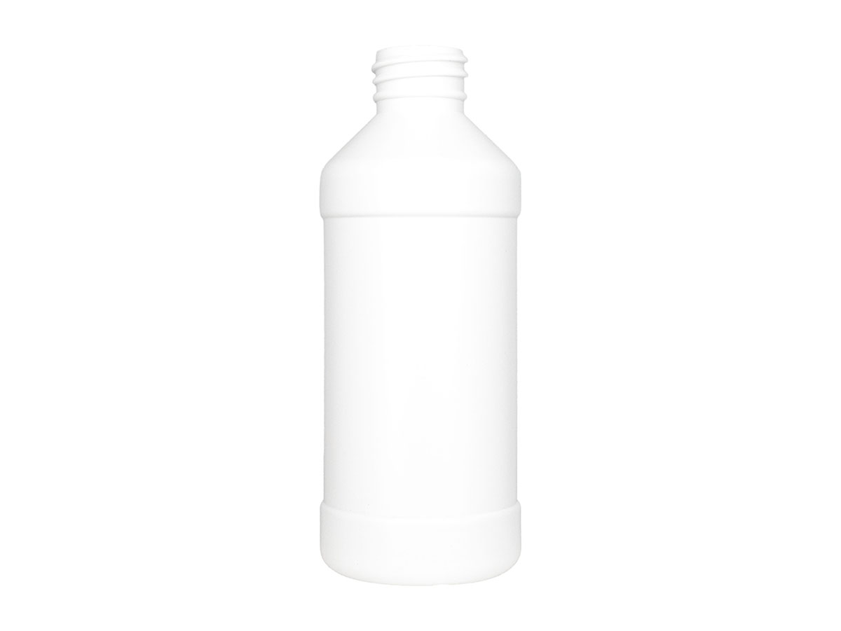 8 oz., 28/410 Finish, White, Bottles, HDPE, Modern Round, Label Panel