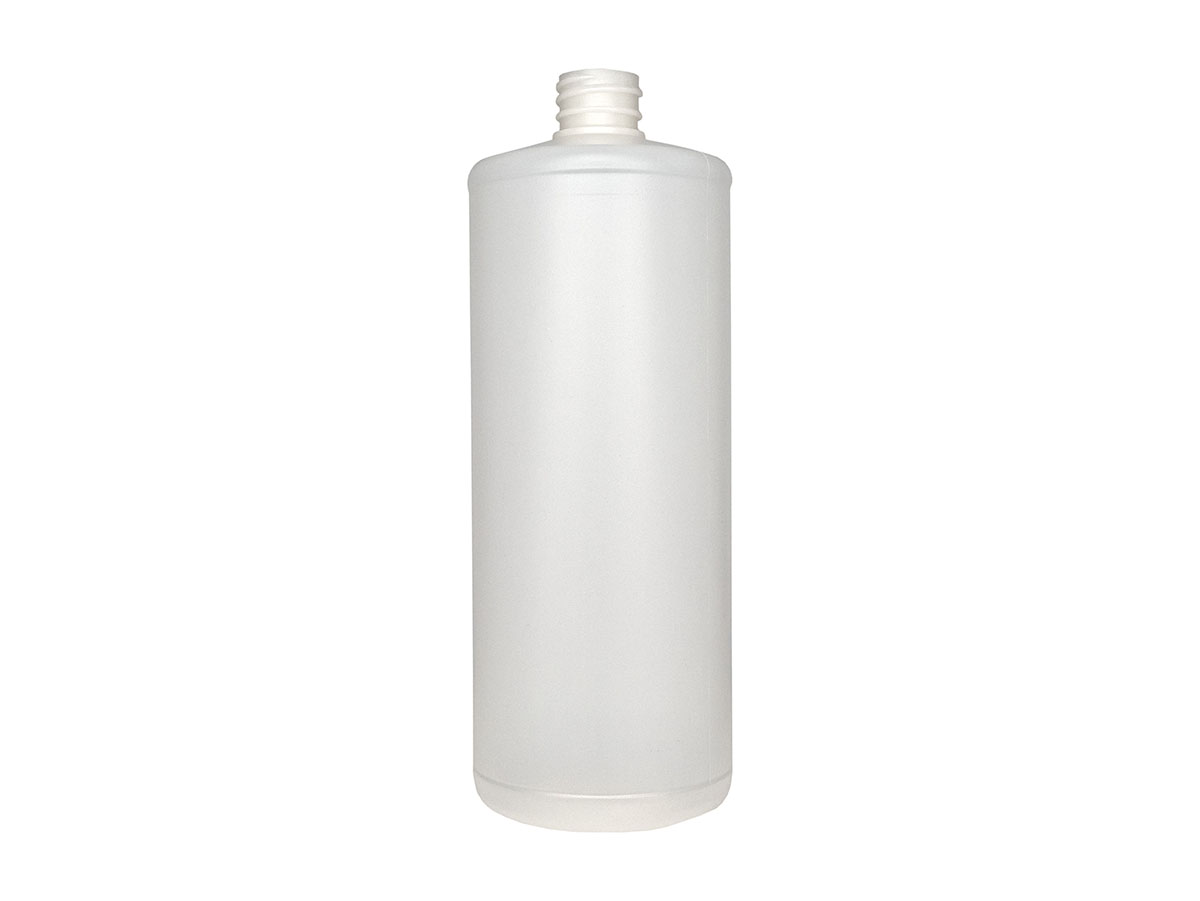 32 oz., 28/410 Finish, Natural, Bottles, HDPE PCR, Cylinder Round