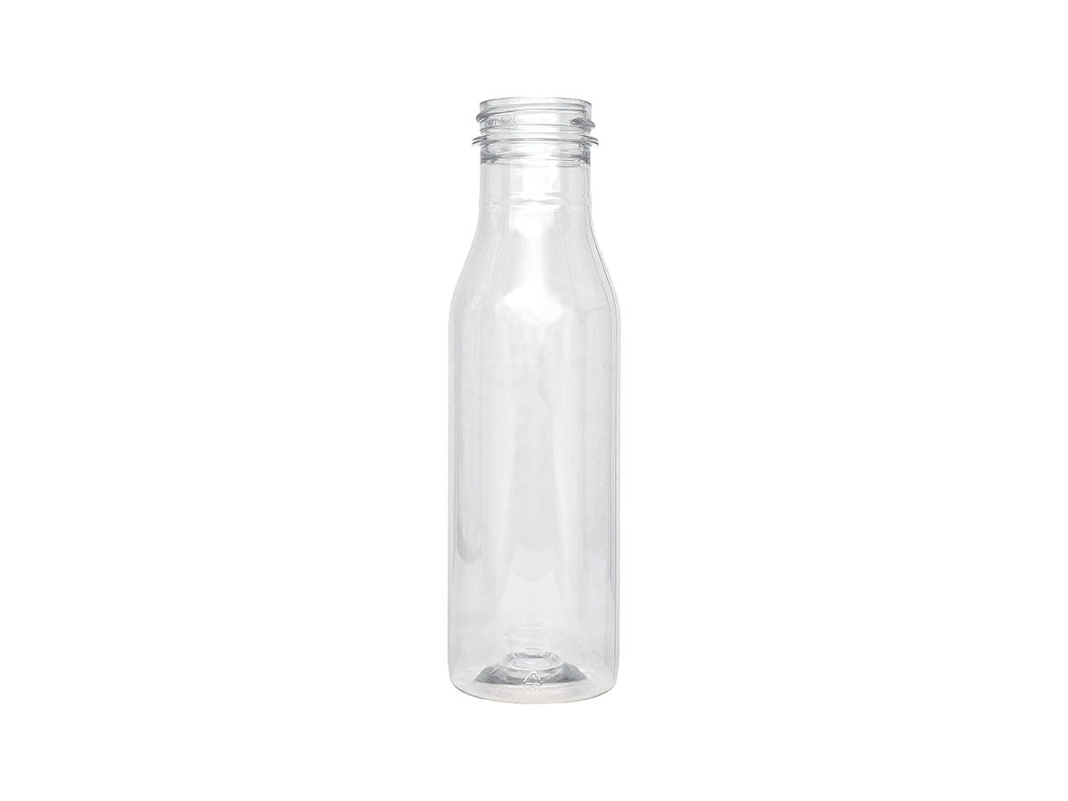 10 oz., 38/400 Finish, Clear, Bottles, PET, Sauce Style Round, Label Panel
