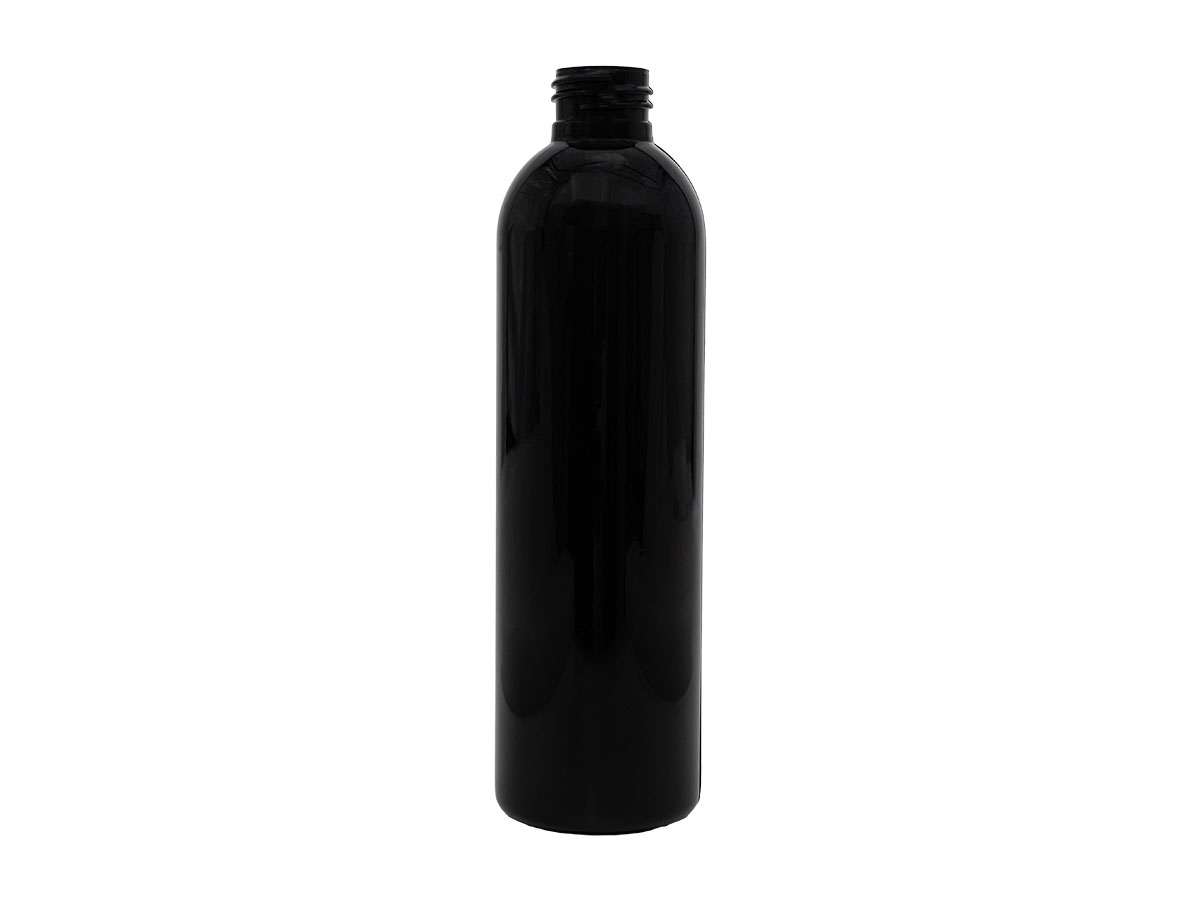 8 oz., 24/410 Finish, Black, Bottles, PVC, Bullet