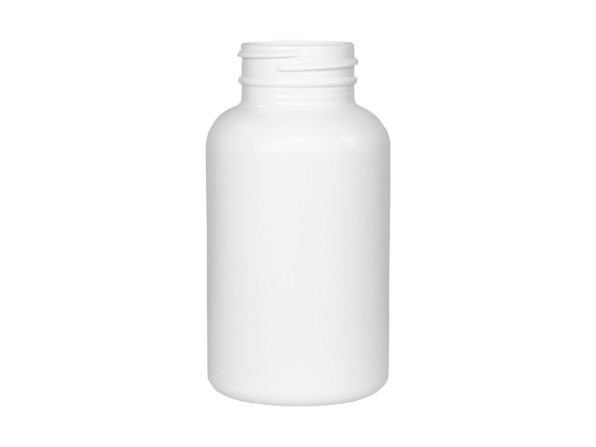 200 cc, 38/400 Finish, White, Bottles, HDPE, Round Packer