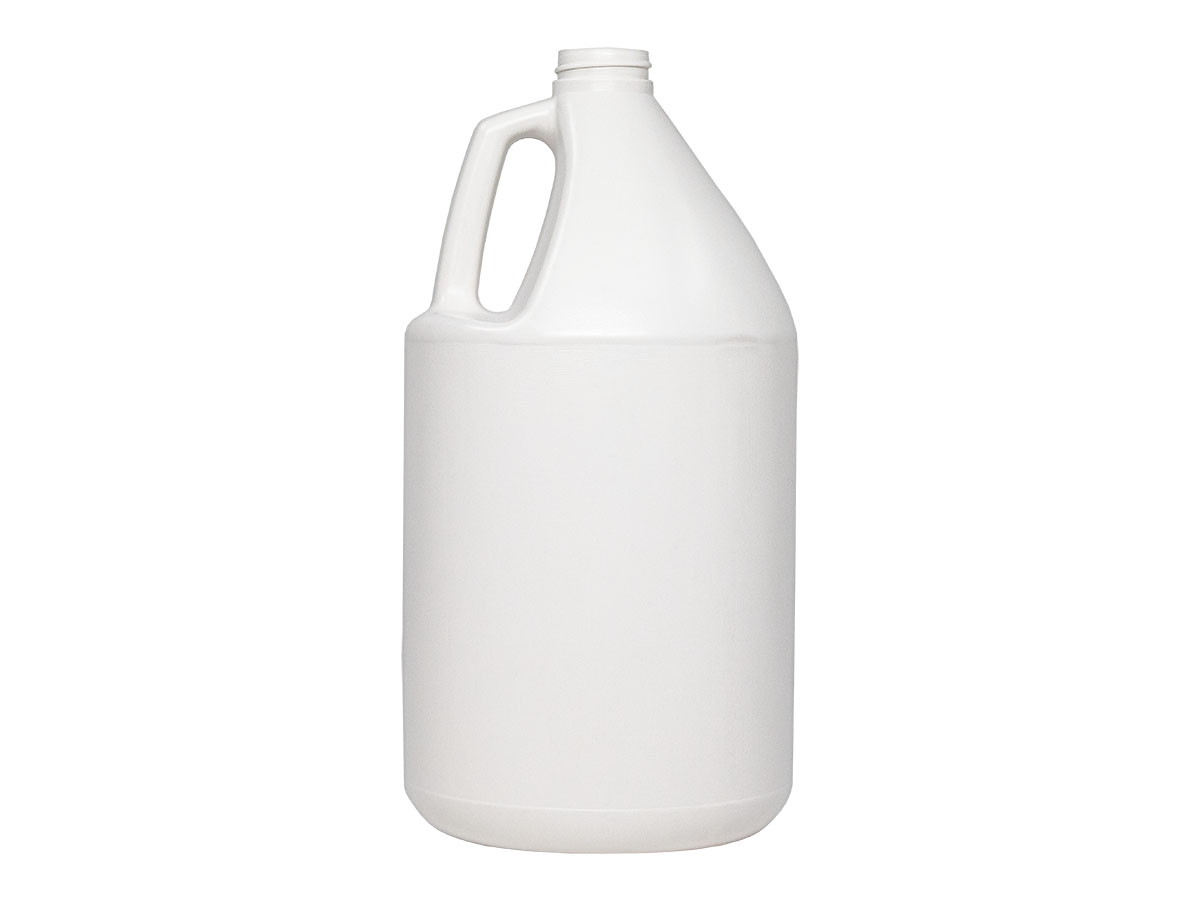 1 Gallon, 38/400 Finish, White, Bottles, HDPE, Round Handleware, Label Panel