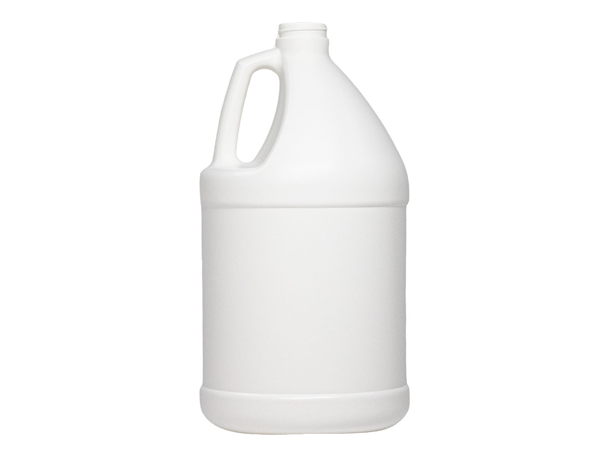 1 Gallon, 38/400 Finish, White, Bottles, HDPE, Round Handleware, Label Panel