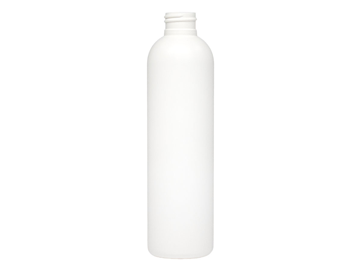 8 oz., 24/410 Finish, White, Bottles, HDPE, Bullet