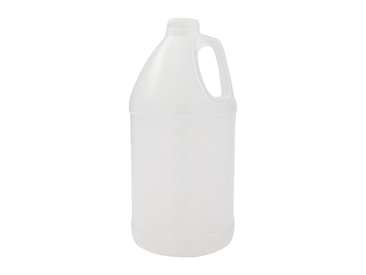 64 oz., 38/400 Finish, Natural, Bottles, HDPE, Round Handleware, Label Panel