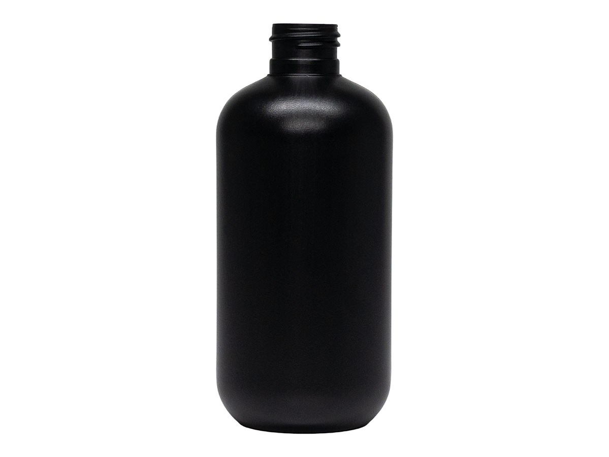 8 oz., 24/410 Finish, Black, Bottles, HDPE, Boston Round