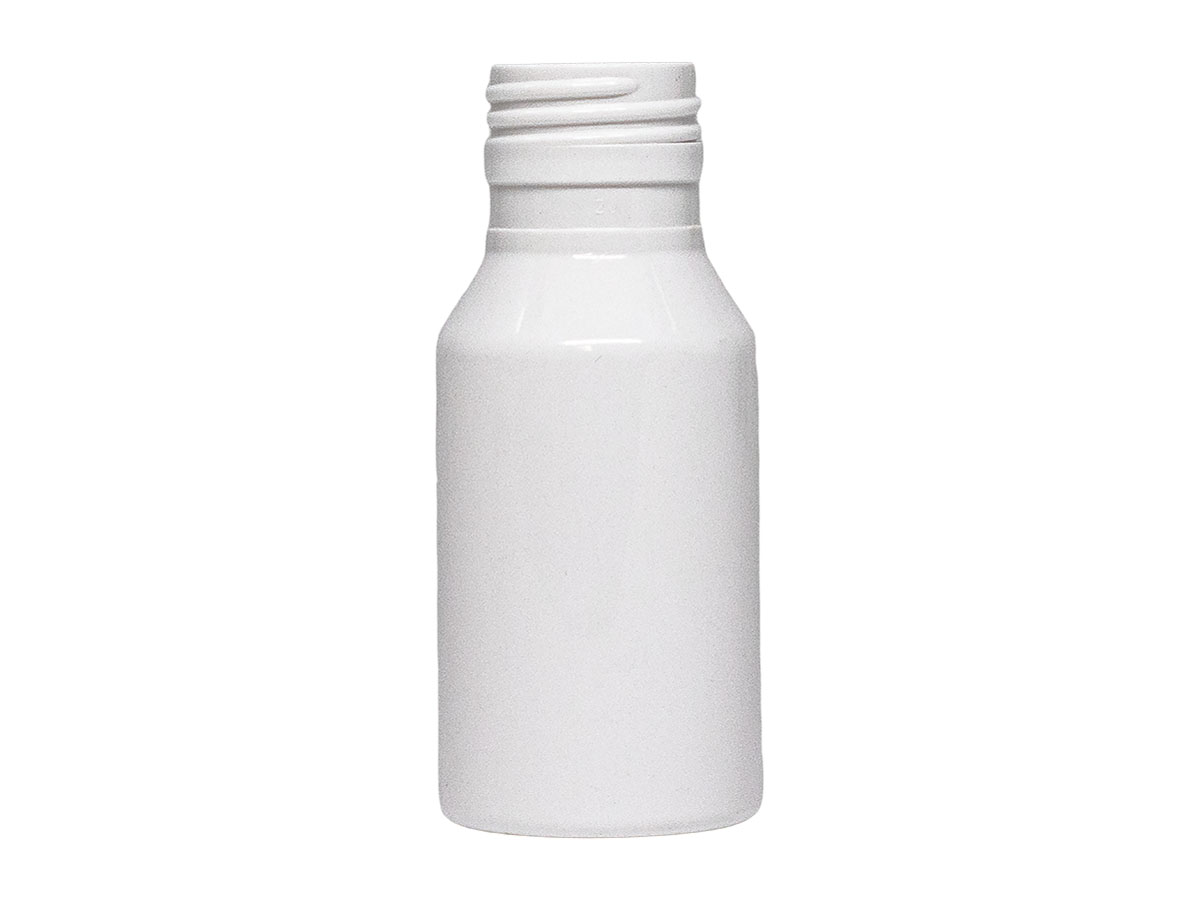 2 oz., 28mm Finish, White, Bottles, PET, Round, Tapered Shoulders