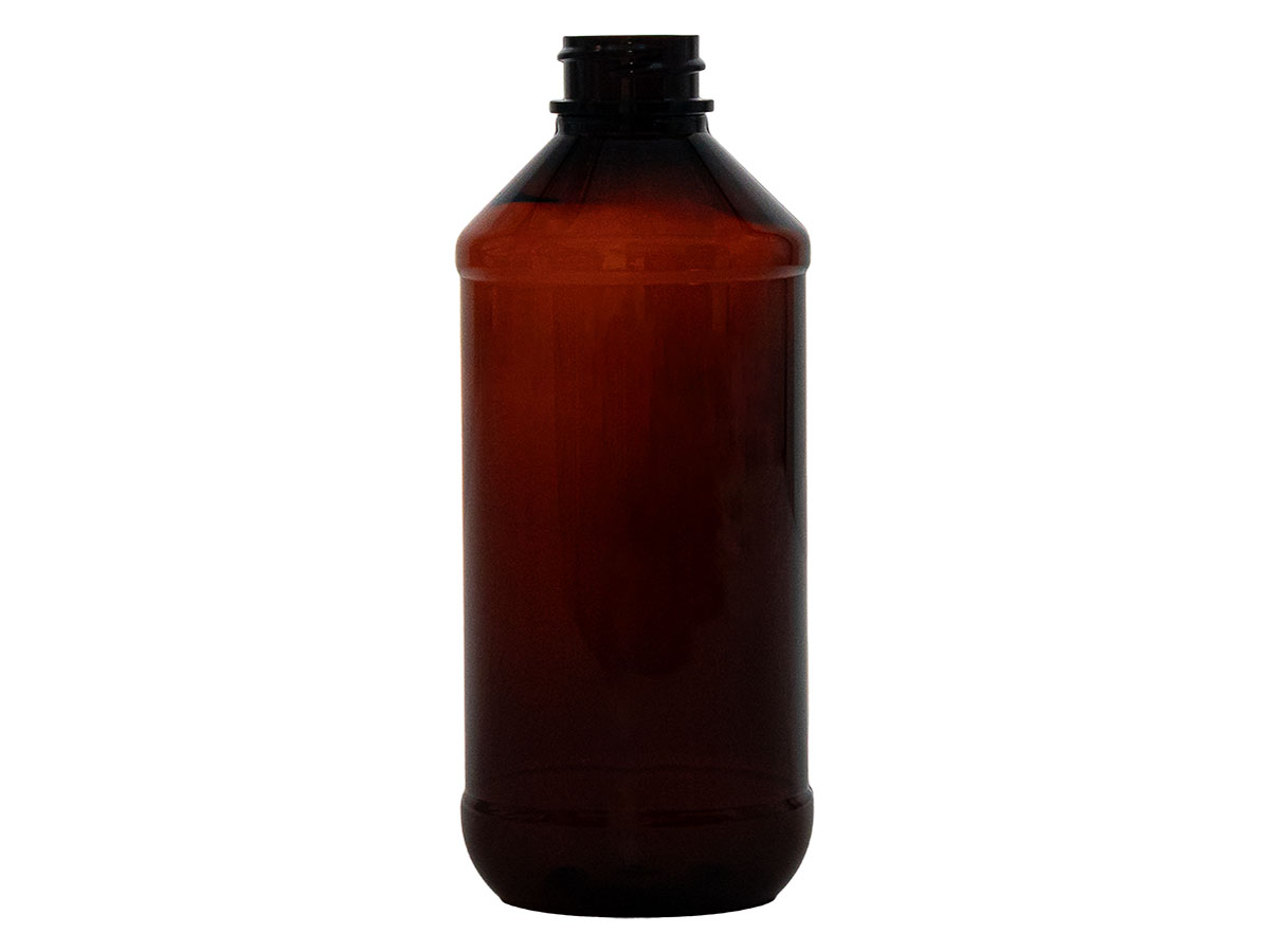 8 oz., 24/400 Finish, Amber, Bottles, PET, Modern Round, Label Panel