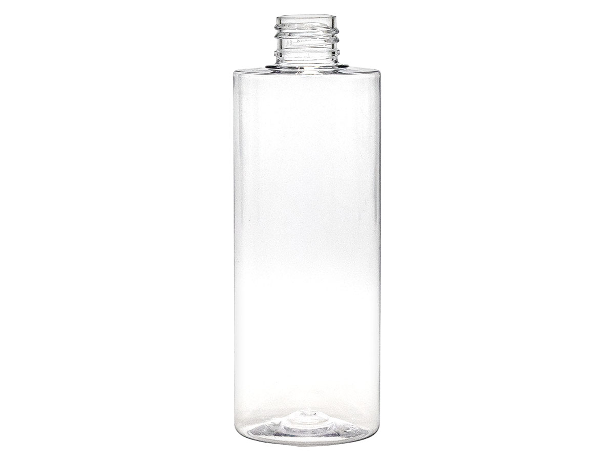 8 oz., 24/410 Finish, Clear, Bottles, PET, Cylinder Round