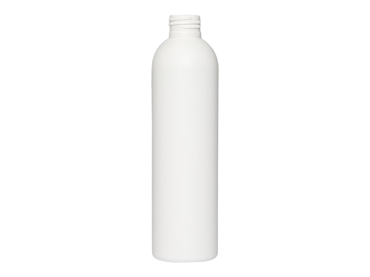 8 oz., 24/410 Finish, White, Bottles, HDPE, Bullet