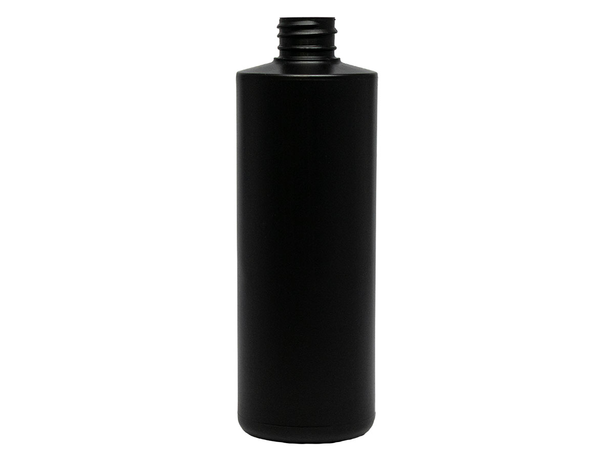 16 oz., 28/410 Finish, Black, Bottles, HDPE, Cylinder Round
