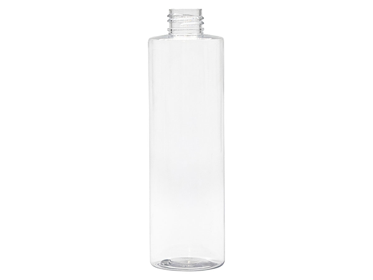8 oz., 24/410 Finish, Clear, Bottles, PET, Cylinder Round