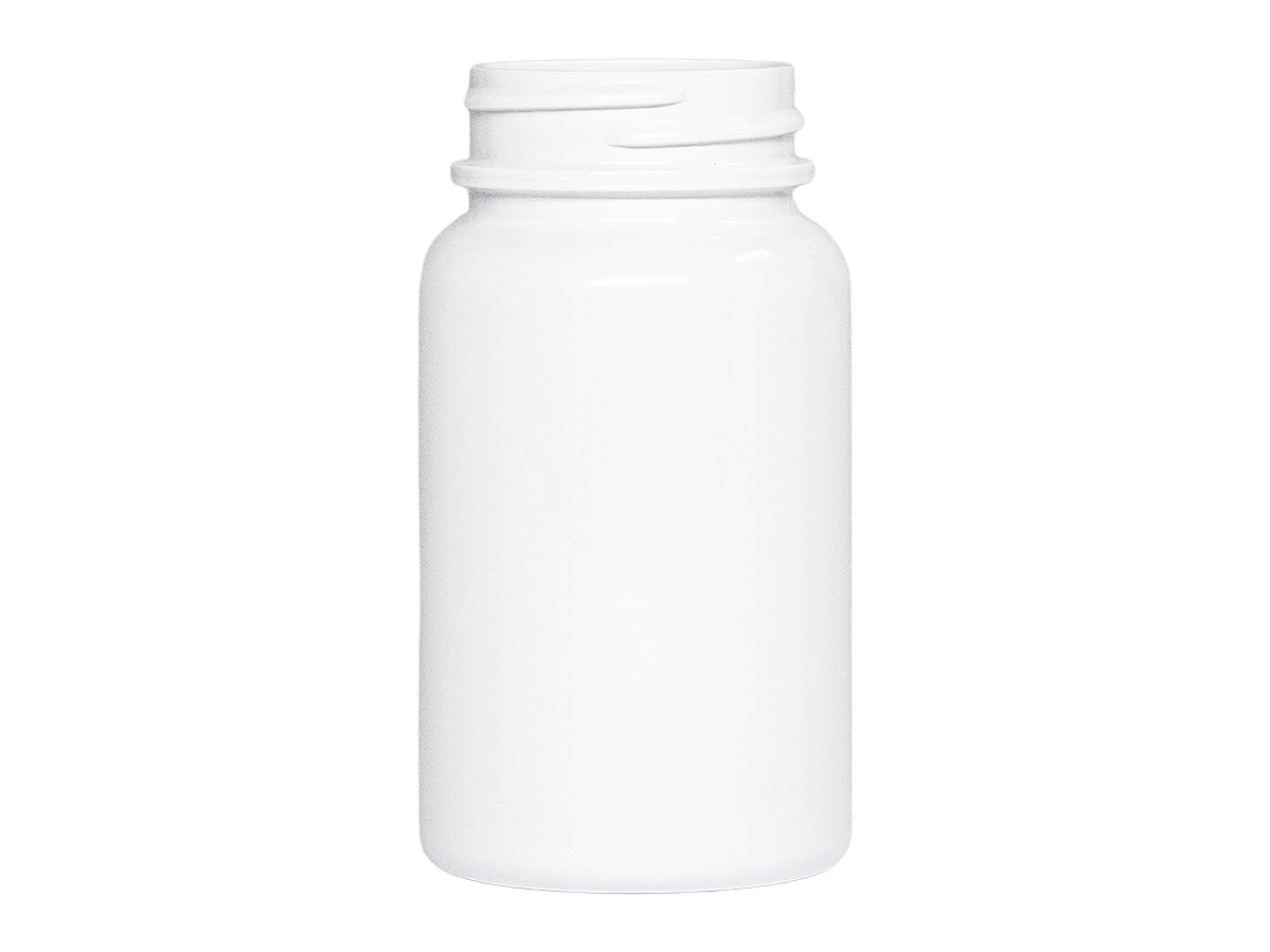 100 cc, 38/400 Finish, White, Bottles, PET, Round Packer