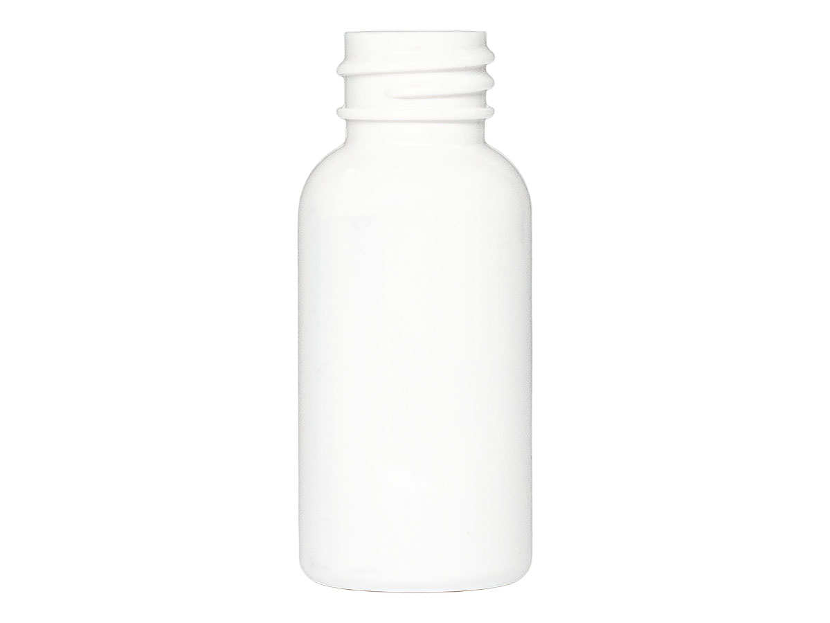 1 oz., 20/410 Finish, White, Bottles, Pet, Boston Round