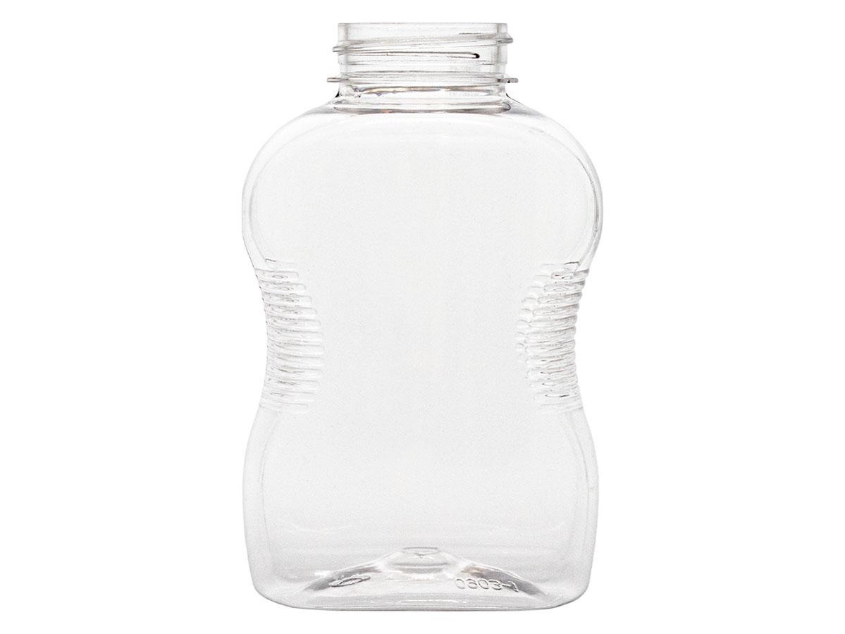 9 oz., 38/400 Finish, Clear, Bottles, PET, Pinched Waist Oblong, Label Panel, Ribbed Sides