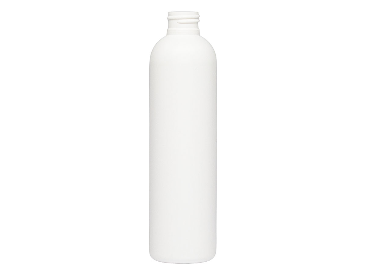 8 oz., 24/410 Finish, White, Bottles, HDPE, Bullet