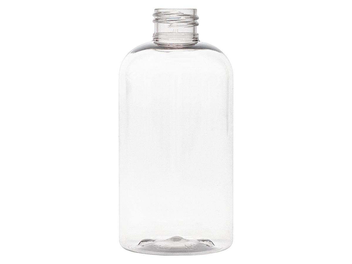 8 oz., 24/410 Finish, Clear, Bottles, PET PCR, Boston Round
