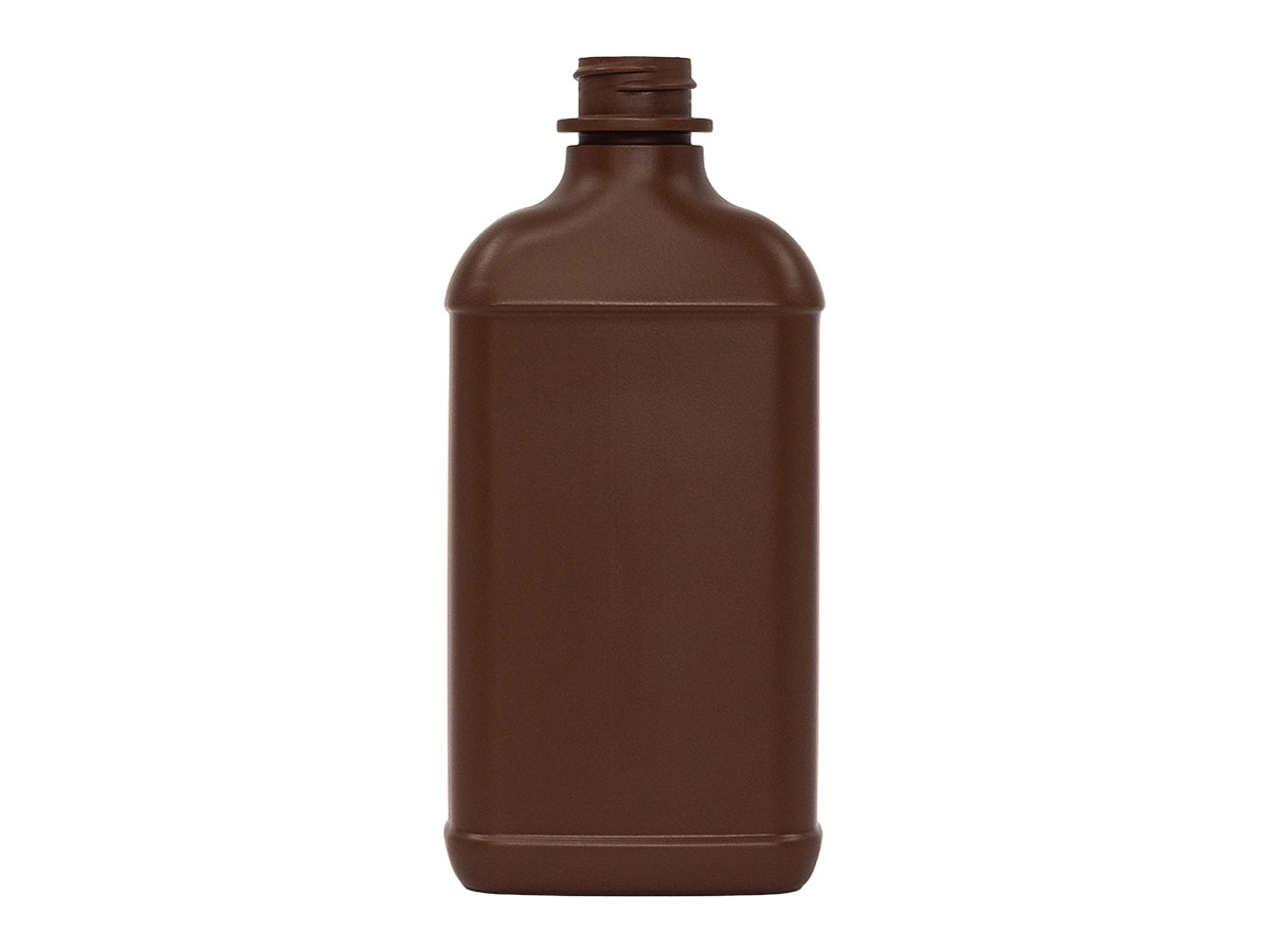 16 oz., 28/400 Finish, Brown, Bottles, HDPE, Oblong