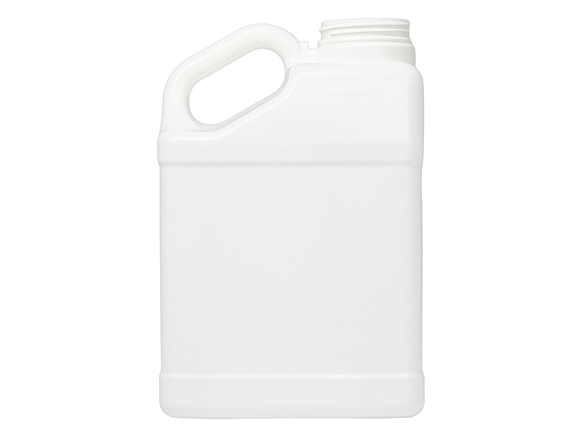 1 Gallon, 63mm Finish, White, Bottles, HDPE, F-Style, Label Panel
