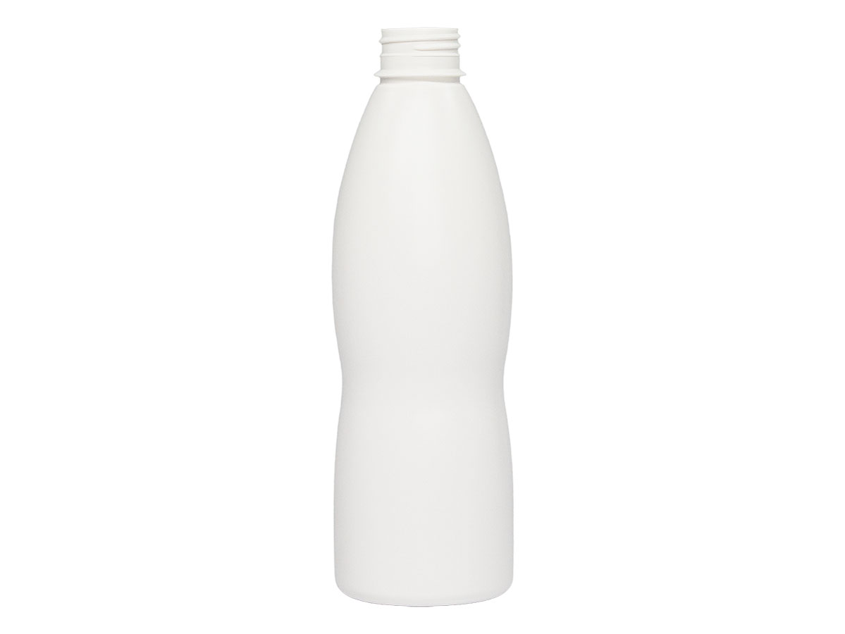 30 oz., 38/439 Finish, White, Bottles, HDPE, Punched Waist Round