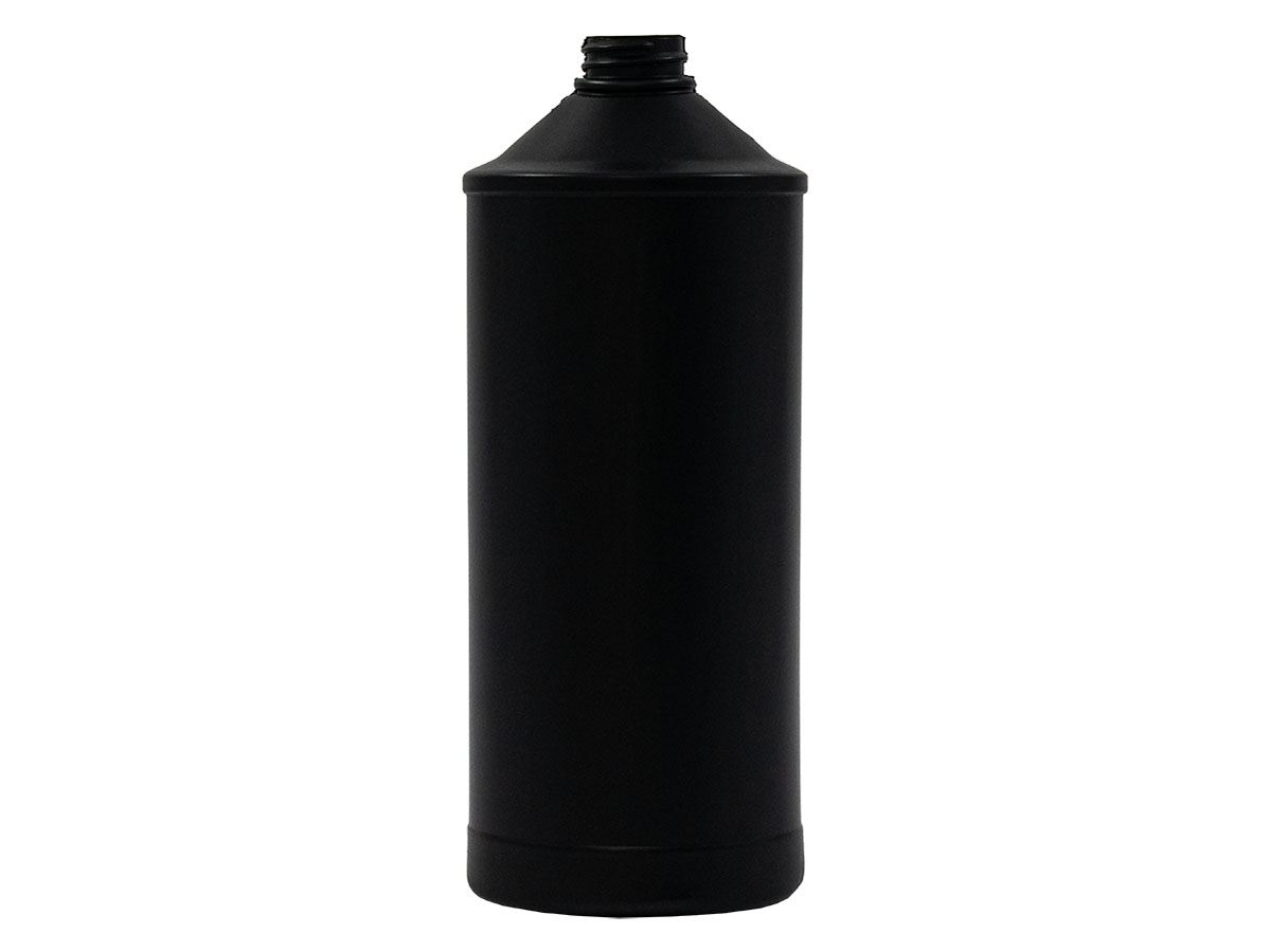 33 oz., 28/400 Finish, Black, Bottles, Hdpe, Automotive Round, Label Panel