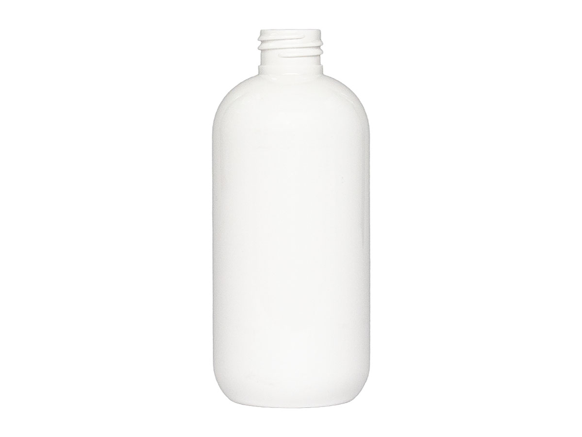 8 oz., 24/410 Finish, White, Bottles, Pet, Boston Round