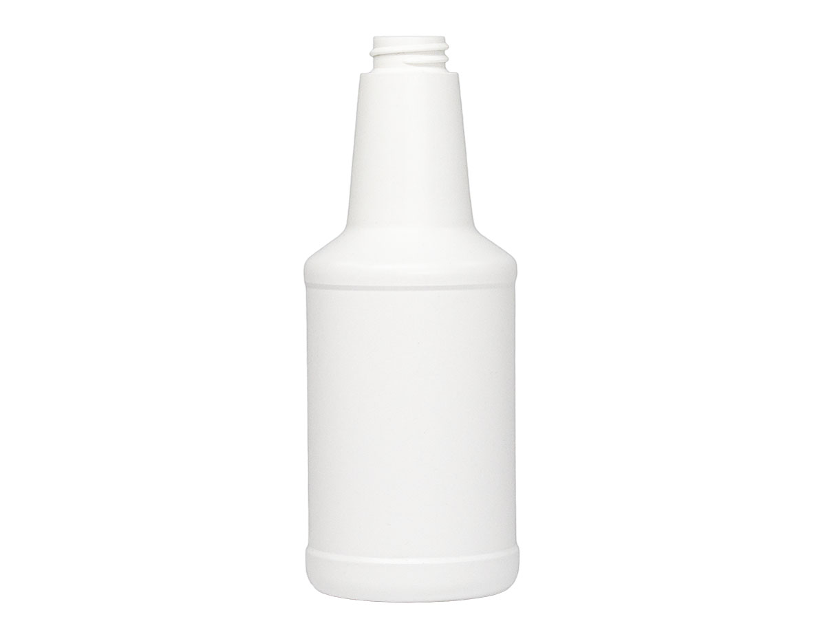 16 oz., 28/400 Finish, White, Bottles, HDPE, Carafe Style Round, Label Panel