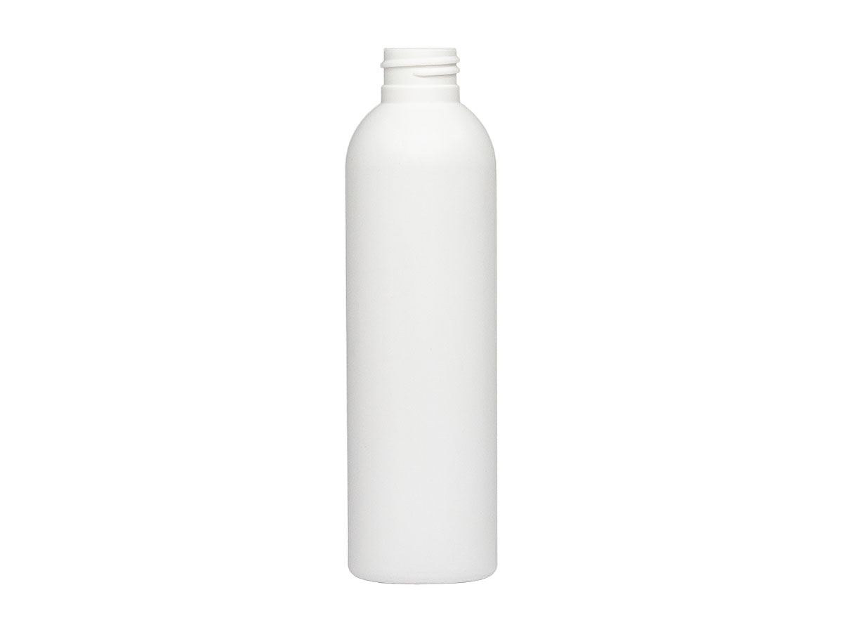 6 oz., 24/410 Finish, White, Bottles, HDPE, Bullet