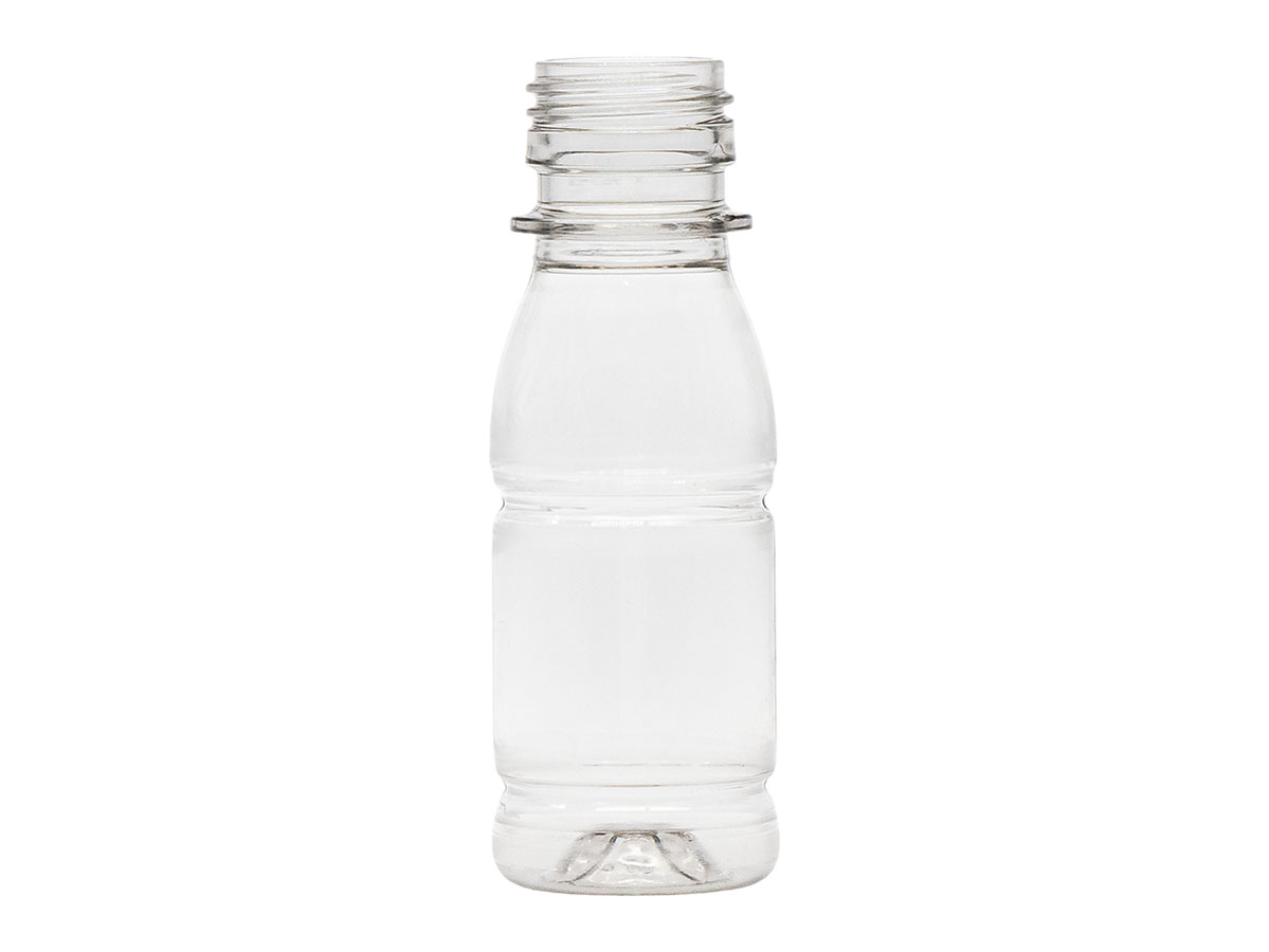 2.5 oz, 28mm Te Finish, Clear, Bottles, Pet, Beverage Style Round, Label Panel
