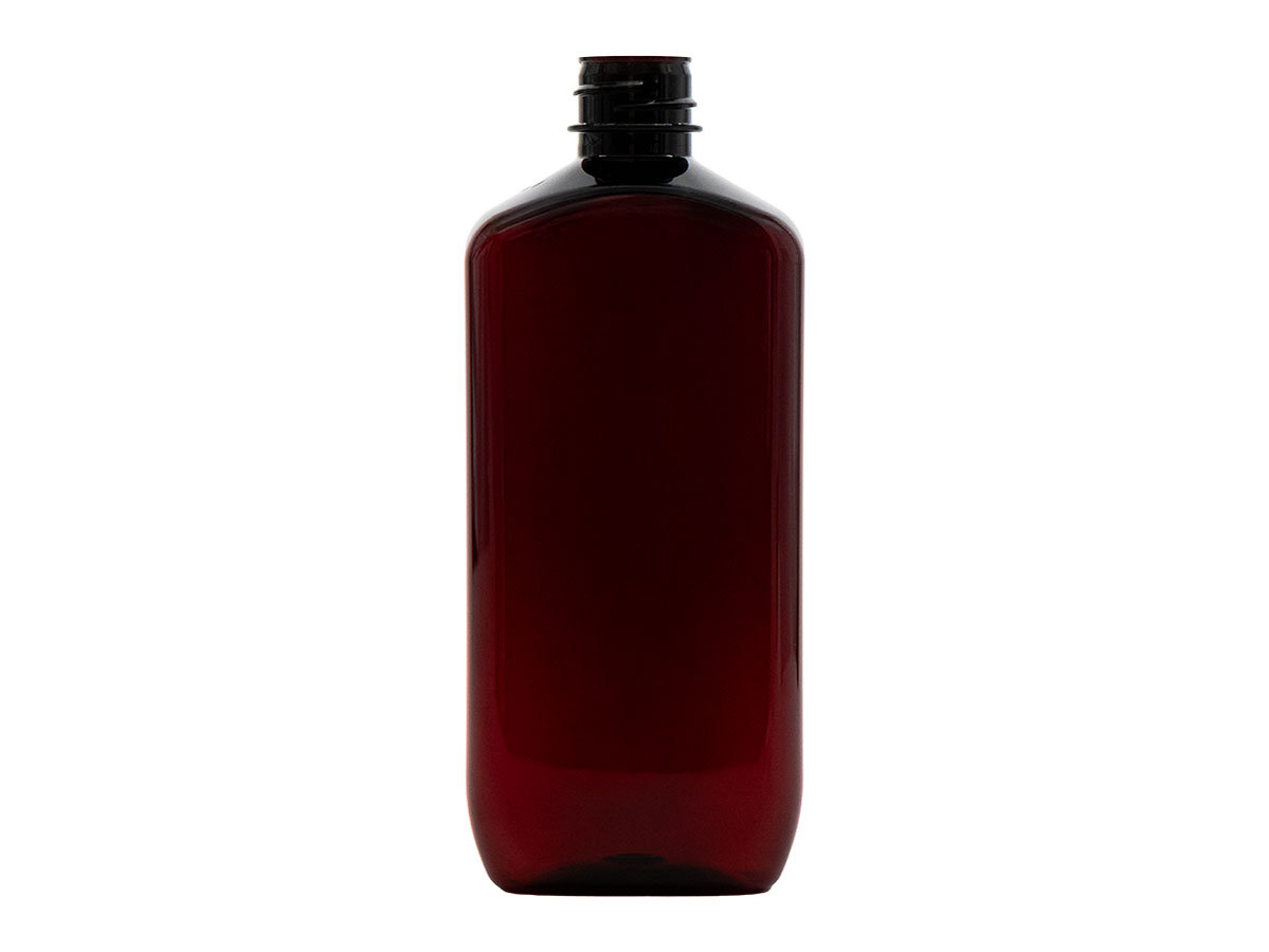 16 oz., 27mm Finish, Dark Amber, Bottles, Pet, Oblong, Tincture Ring