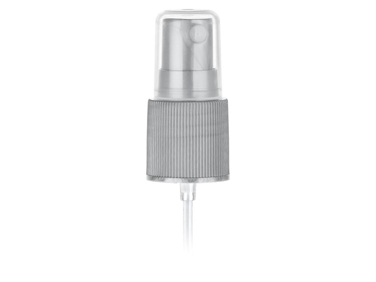 24/415 Finish, Silver, Sprayers, Fine Mist, Fine Ribbed, Clear Hood, 5 3/4" DT