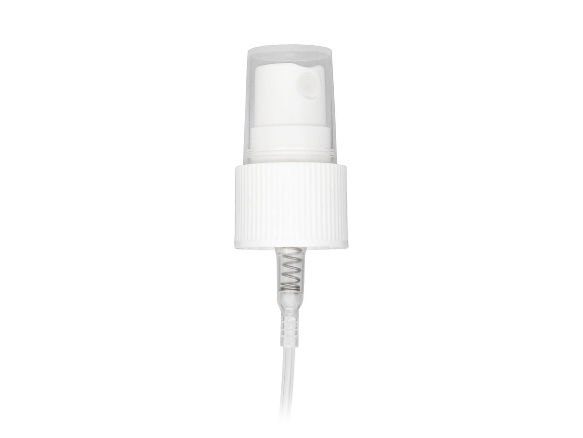 20/410 Finish, White, Sprayers, Fine Mist, Fine Ribbed, Clear Hood, 5 3/8" DT