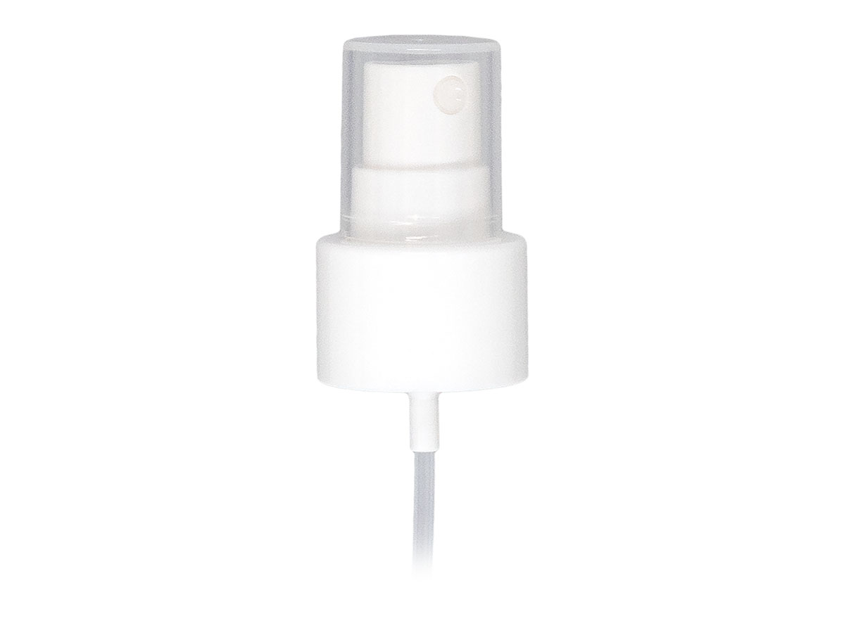 24/410 Finish, White, Sprayers, Fine Mist, Smooth, Clear Hood, 5 3/16" DT