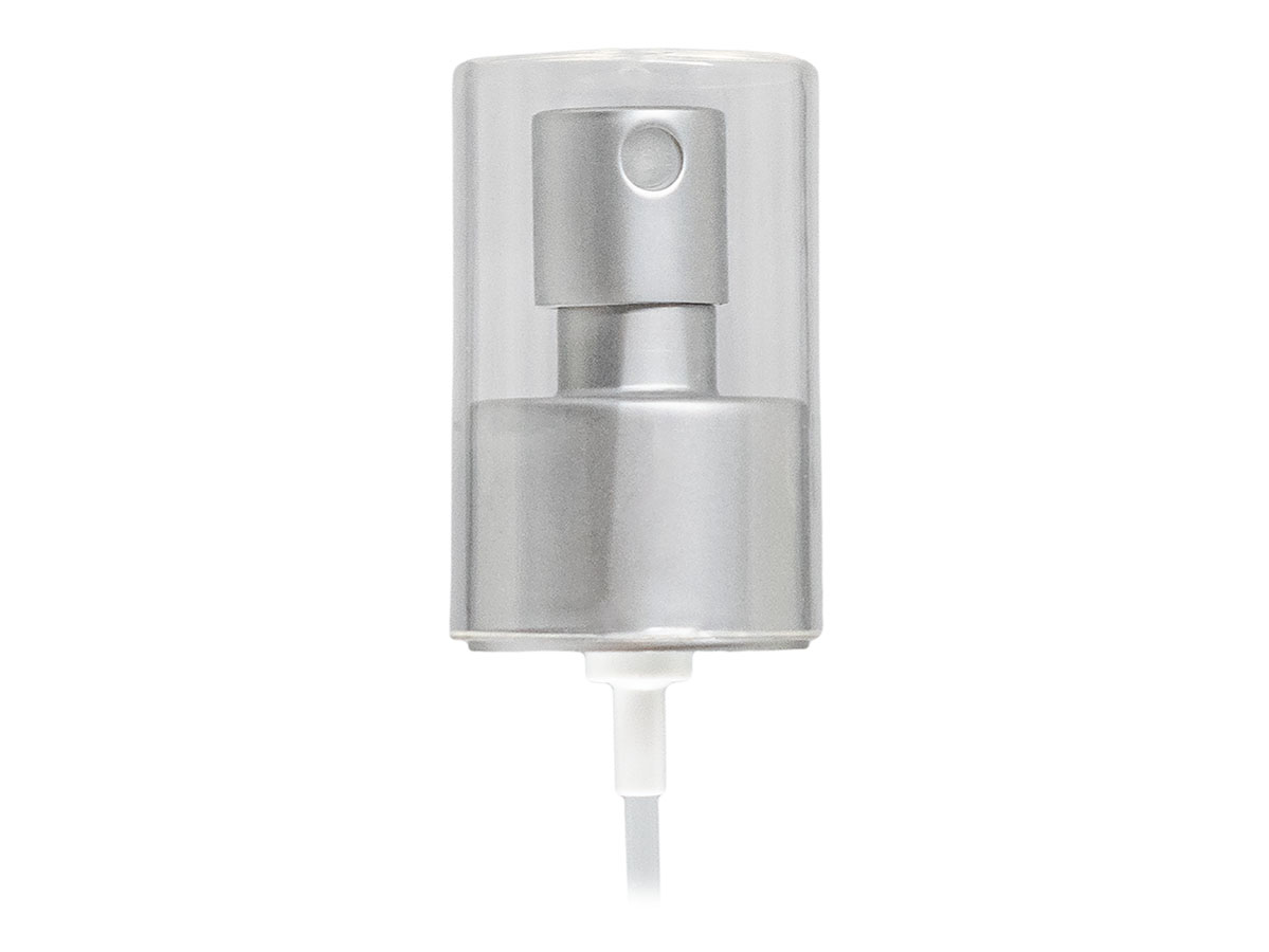 24/410 Finish, Silver, Sprayers, Fine Mist, Smooth, Clear Overcap, 5 3/16" DT