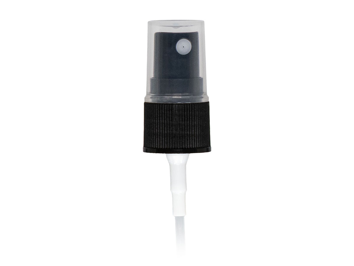 18/400 Finish, Black, Sprayers, Fine Mist, Fine Ribbed, Clear Hood, 2 15/16" Dt
