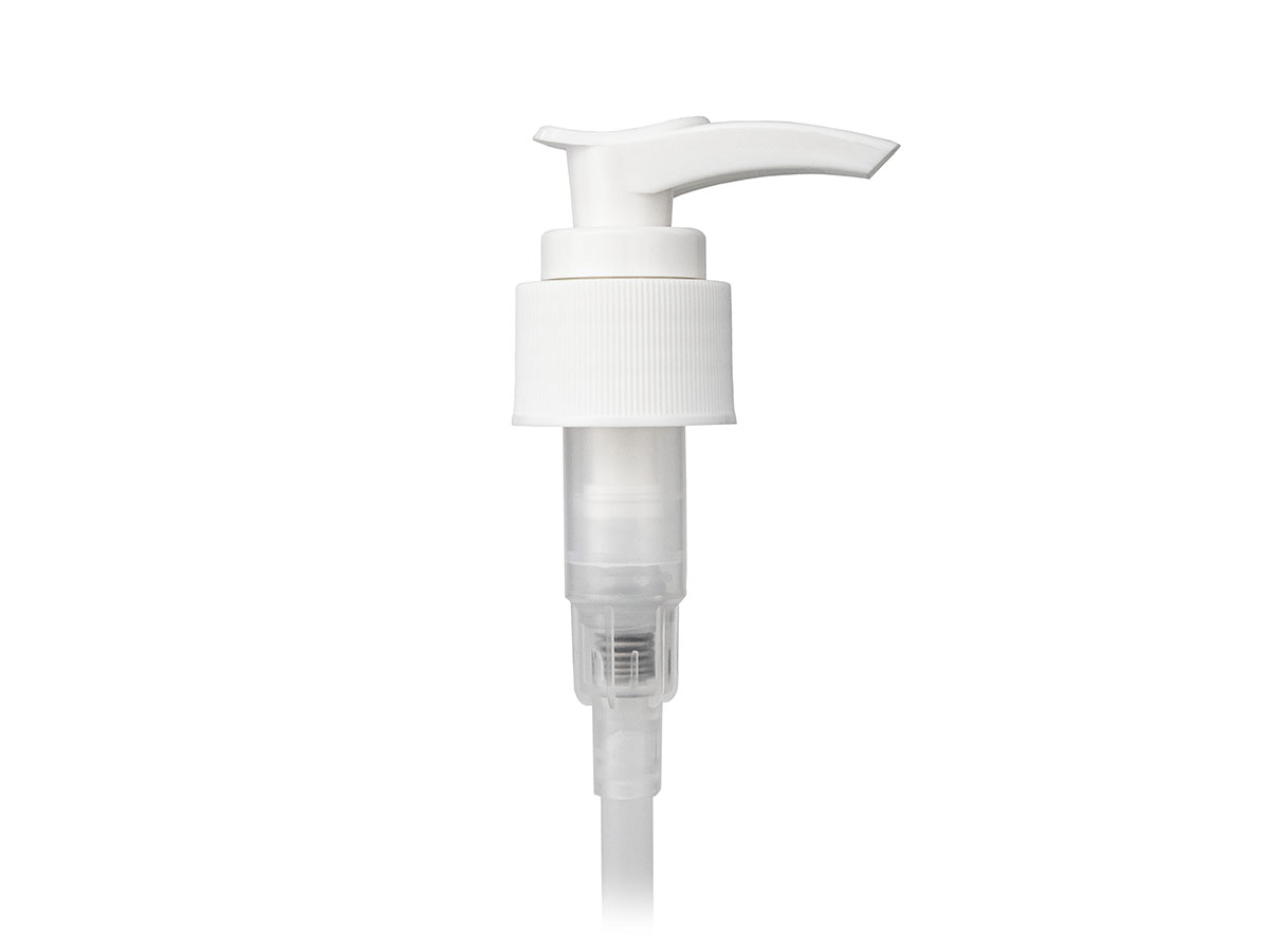 24/410 Finish, White, Pumps, Lotion, Fine Ribbed, Lock Down, 1.5cc,  5 5/8" DT